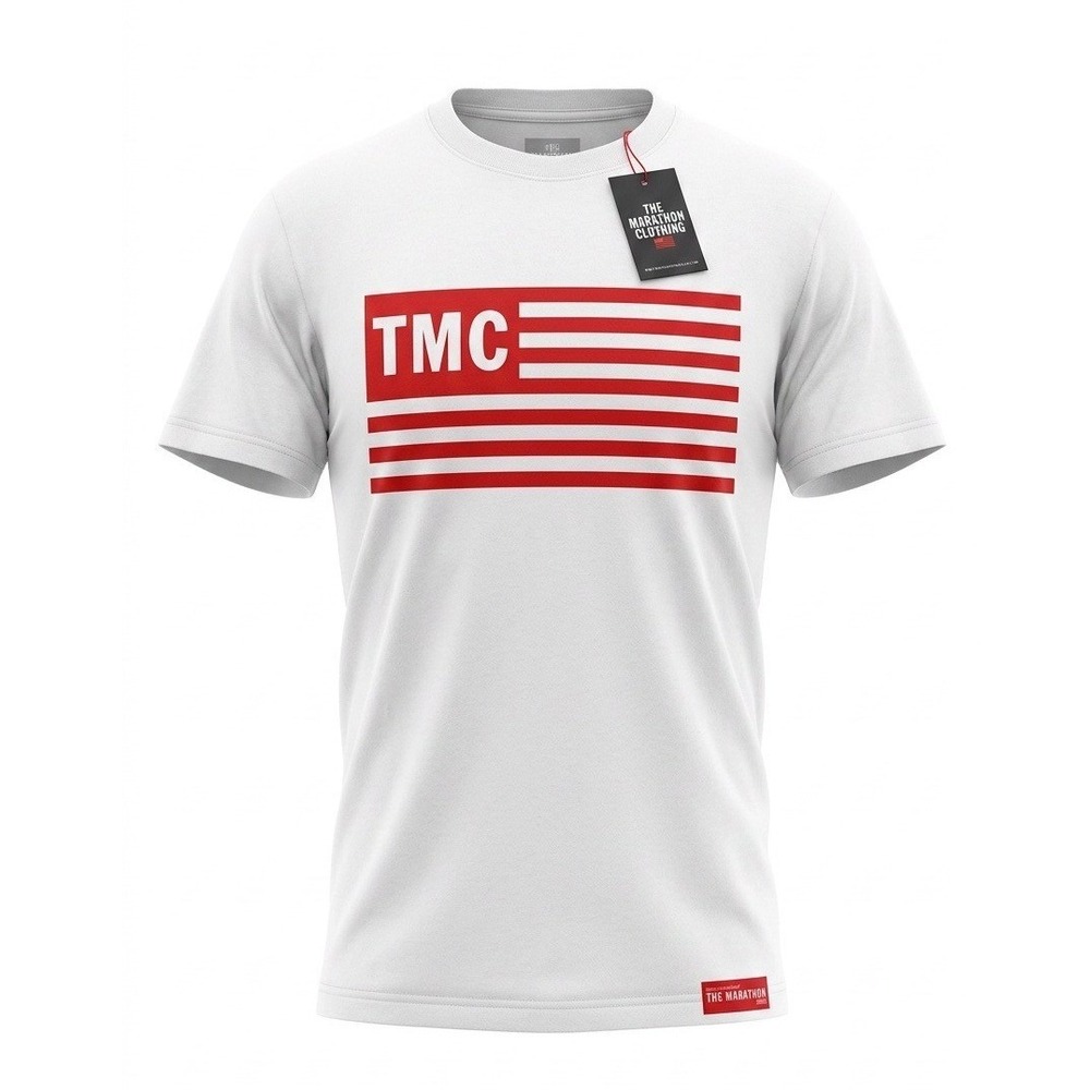 The Marathon Clothing TMC Flag T-Shirt White Red Nipsey Hussle Mens Small NWT